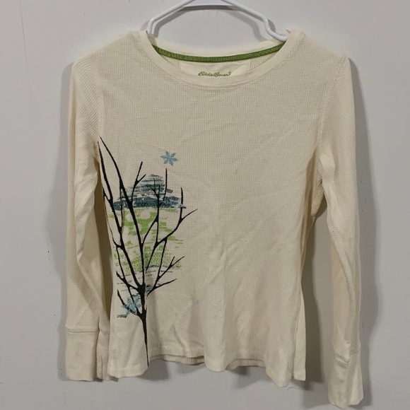 Eddie Bauer long sleeve thermal shirt outdoor design, Sz Med 100% cotton - Picture 1 of 6